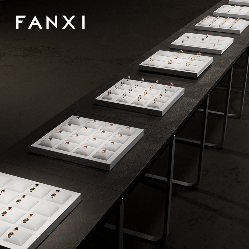 FANXI high end jewelry display tray with white leather