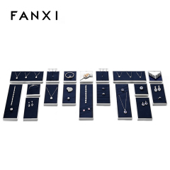 FANXI new arrival blue microfiber jewelry exhibitor with smoonth matel