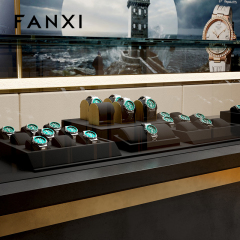 FANXI luxury black microfiber wrist watch display with metal stand