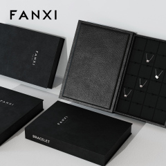 FANXI high quality black colour jewelry display trays with microfiber inside