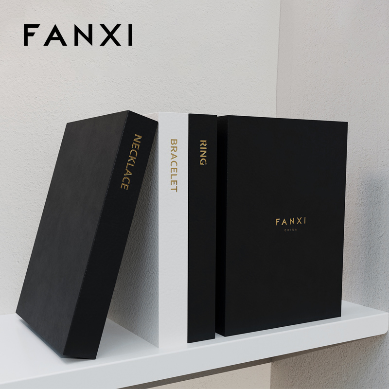 FANXI high quality black colour jewelry display trays with microfiber inside