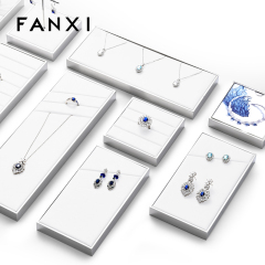 FANXI luxury white microfiber jewelry display stand with smooth metal