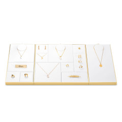 FANXI custom high quality white PU leather jewelry display with smooth stainless steel