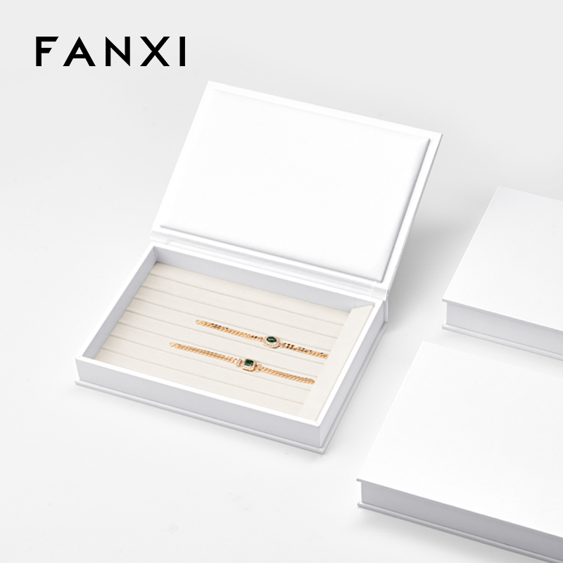 FANXI custom stackable jewelry tray with cream microfiber inside