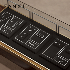 FANXI factory black microfiber jewelry display set with shining metal