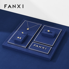 FANXI high end blue microfiber jewelry display stand set