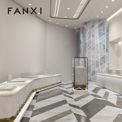 FANXI luxury wood jewelry display set with gray microfiber