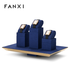 FANXI new arrival blue microfiber watch stand with metal frame