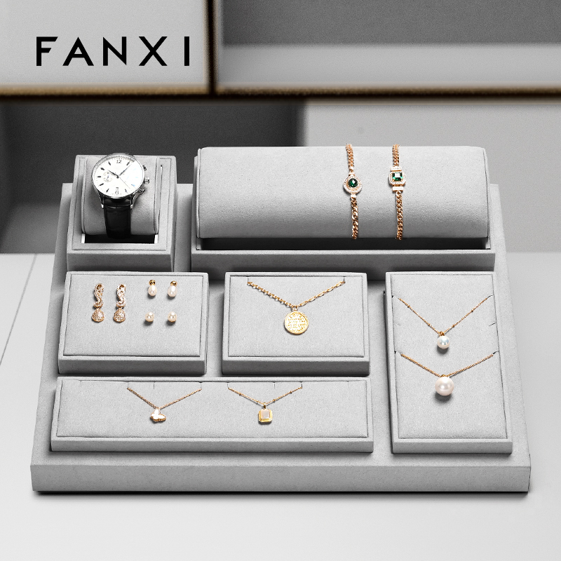 FANXI hot sale gray microfiber jewelry stand