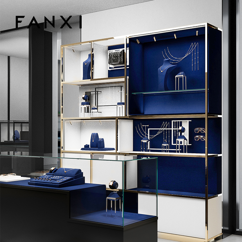 FANXI high end jewelry holder with blue microfiber