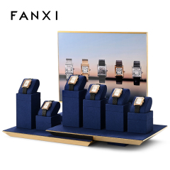 FANXI new arrival blue microfiber watch stand with metal frame