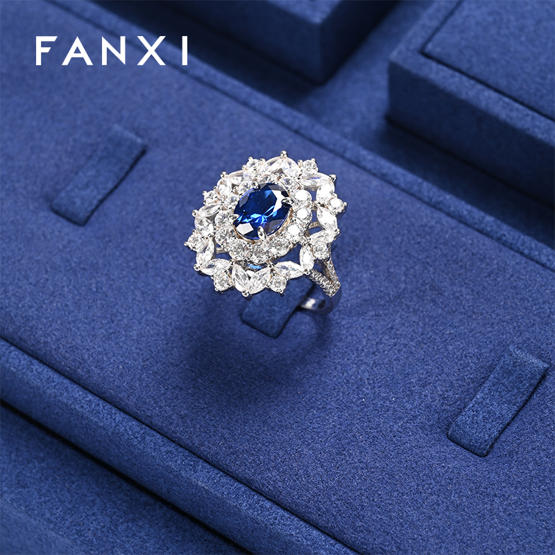 FANXI high end jewelry holder with blue microfiber