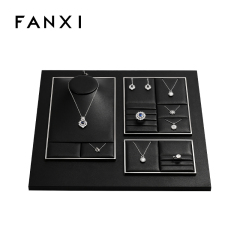 FANXI wholesale metal structure jewellery holder wrapped with black PU leather