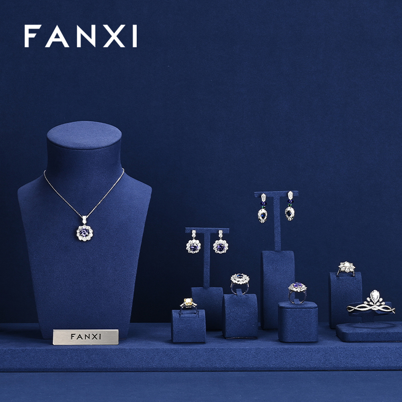 FANXI new arrival blue microfiber jewellery hanger