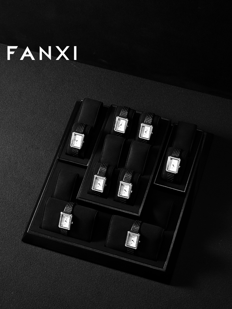 FANXI high quality luxury black microfiber watch display stand