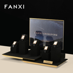 FANXI luxury fashion black microfiber watch display stand with metal structure