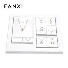 FANXI factory white PU leather jewelry exhibitors with metal structure