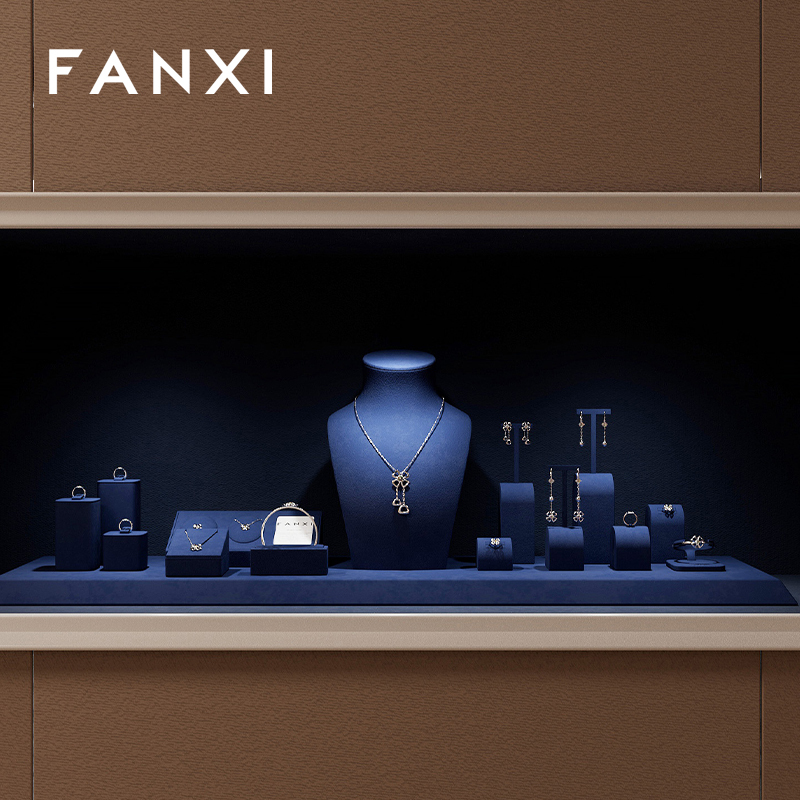 FANXI new arrival blue microfiber jewellery hanger
