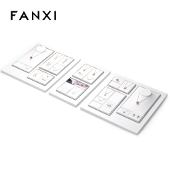 FANXI factory white PU leather jewelry exhibitors with metal structure
