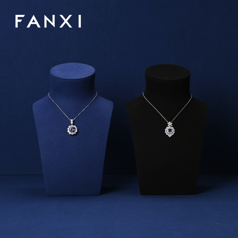 FANXI luxury leather and microfiber necklace display bust display stands