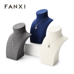 FANXI luxury leather and microfiber necklace display bust display stands