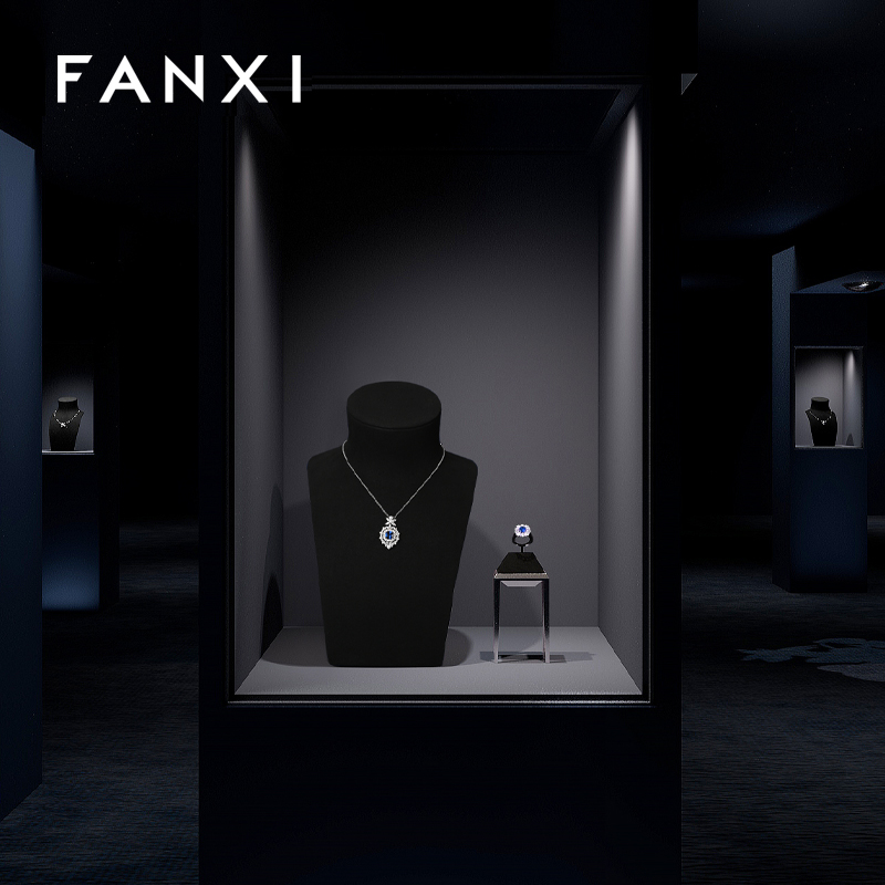 FANXI luxury leather and microfiber necklace display bust display stands