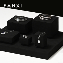 FANXI fashion black microfiber jewelry ring display presentation stand