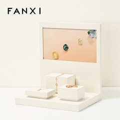 FANXI new arrival beige colour microfiber jewelry rack jewellery window display