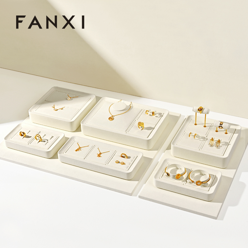 FANXI wholesale cream microfiber stand for jewelry