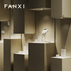 FANXI factory metal frame beige linen jewelry display busts
