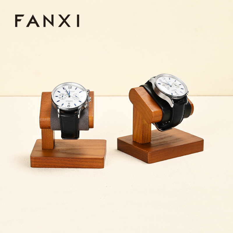 Fanxi high end black solid wood microfiber watch display stand