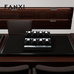 Fanxi luxury black PU leather Baking paint Acrylic watch display