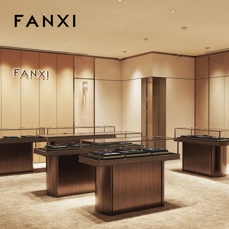 Fanxi high end black pu leather metal jewellery display set