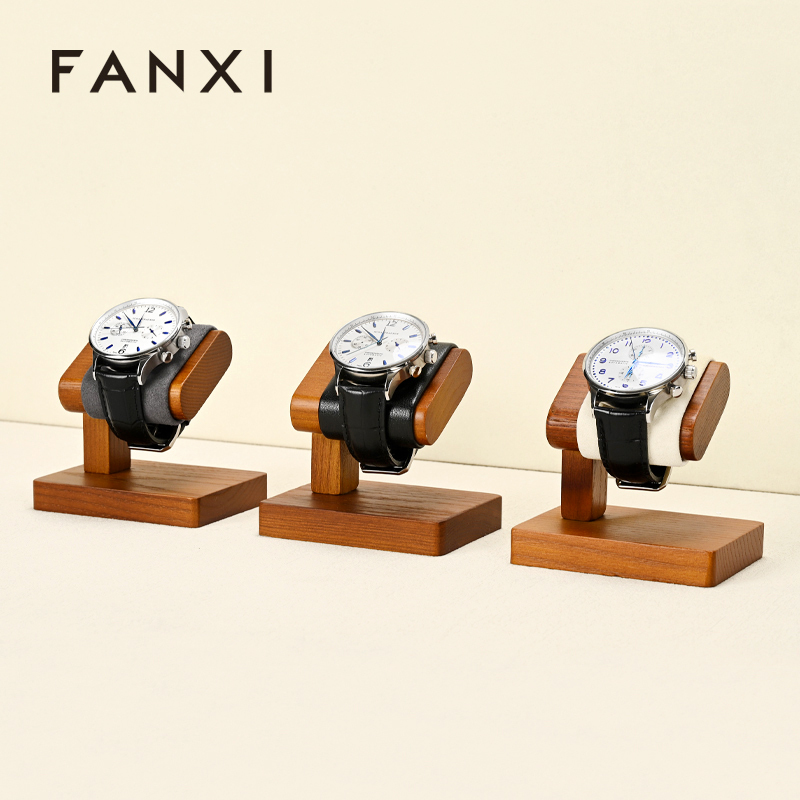 Fanxi high end black solid wood microfiber watch display stand