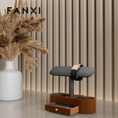 FANXI factory black beige Wooden Microfiber fashion jewelry holder