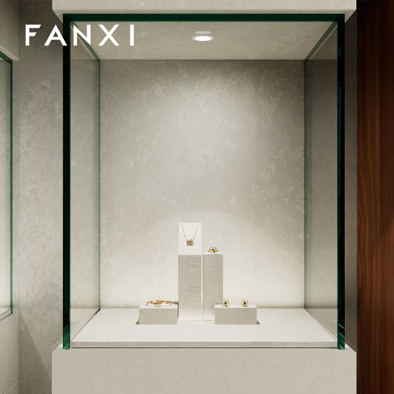 FANXI high quality Beige linen luxury jewelry display stand