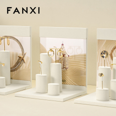 FANXI high end Off white Microfiber acrylic jewelry display