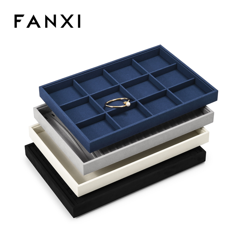 FANXI new arrival Black Microfiber jewelry tray display