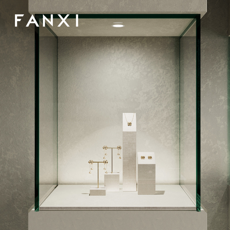 FANXI high quality Beige linen luxury jewelry display stand