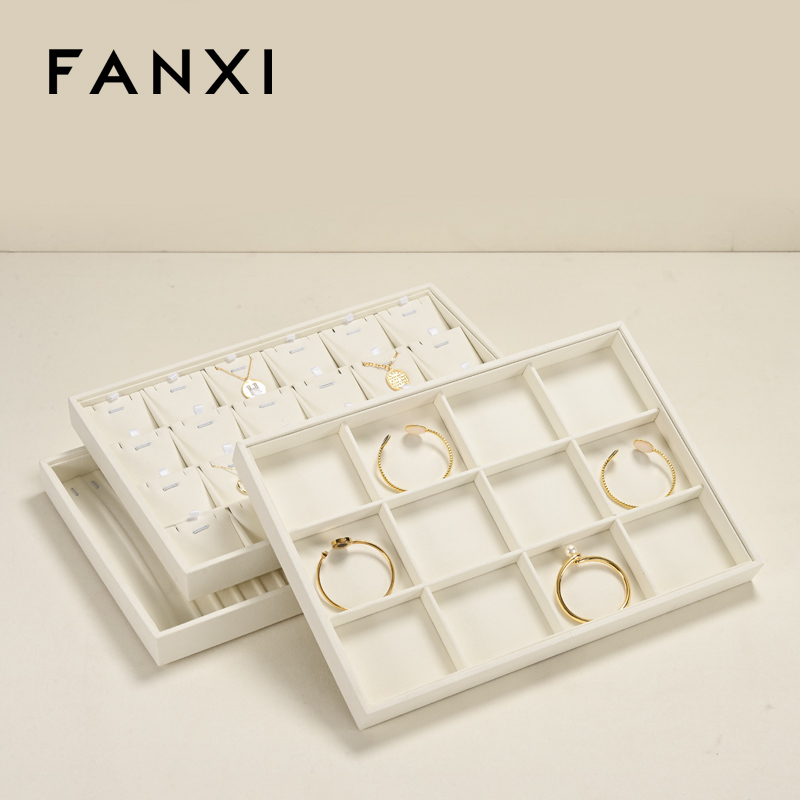 FANXI new arrival Black Microfiber jewelry tray display