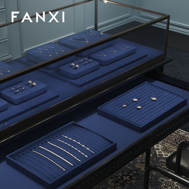 FANXI new arrival Black Microfiber jewelry tray display