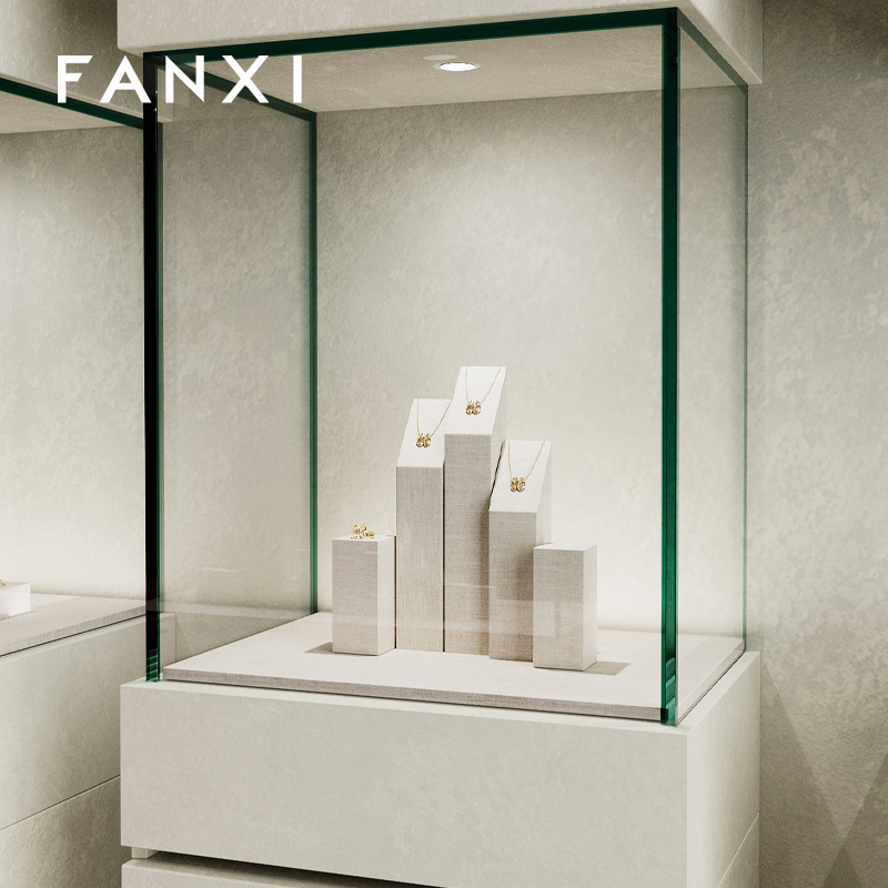 FANXI high quality Beige linen luxury jewelry display stand