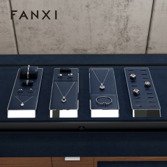 FANXI hot sale blue PU leather metal jewellery display