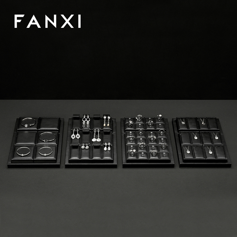 FANXI factory Black PU leather jewelry presentation