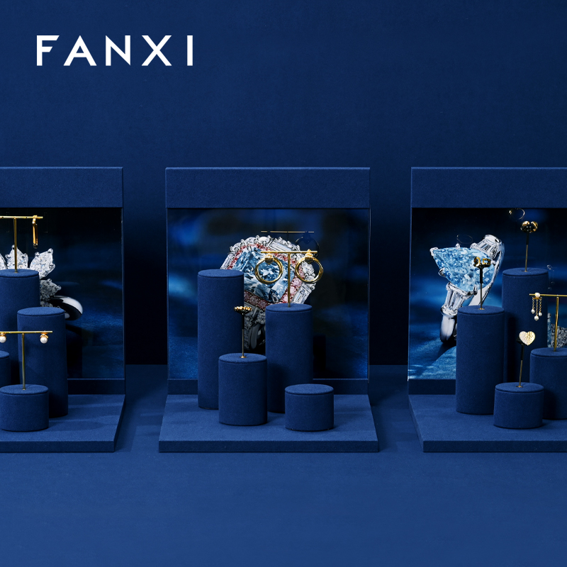 FANXI new arrival Blue Microfiber jewelry display rack