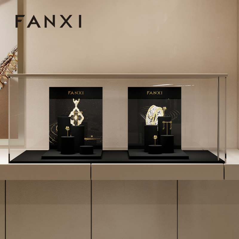 FANXI luxury Black Microfiber jewelry ring holder display