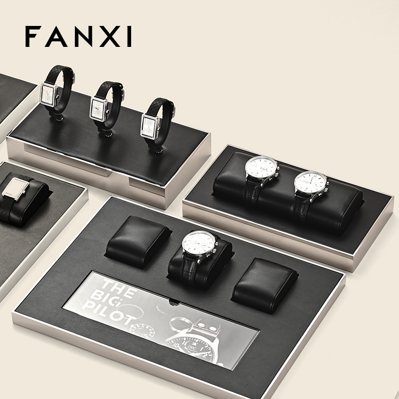 FANXI factory Black PU leather metal jewellery display