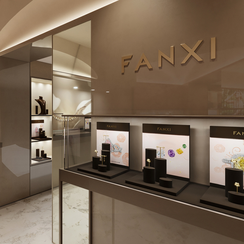 FANXI fashion Brown Microfiber jewelry display stand set