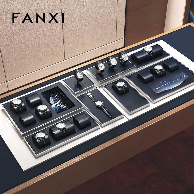 FANXI wholesale Blue metal luxury watch display stand