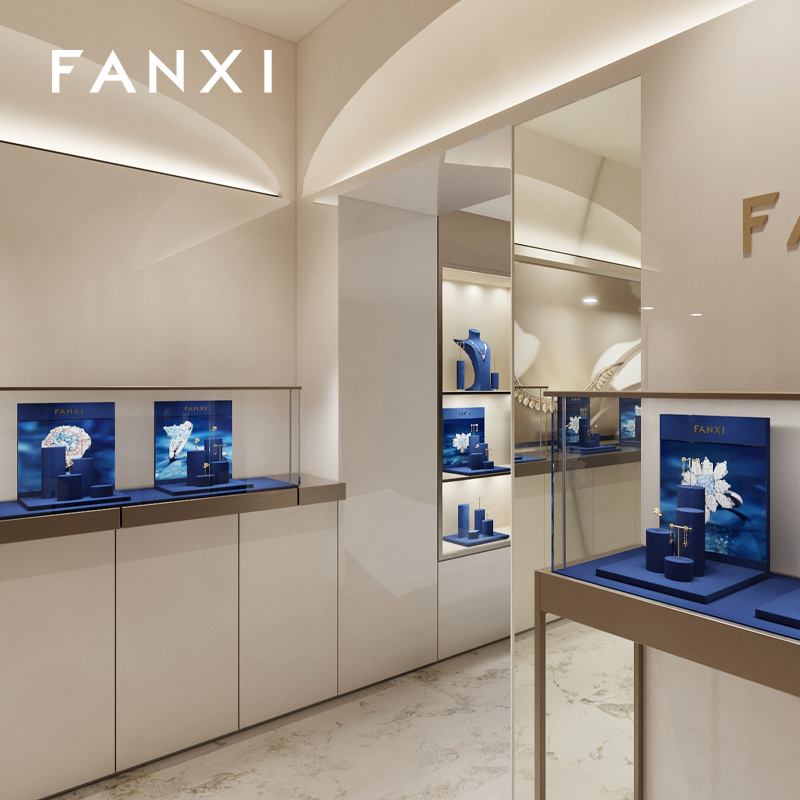 FANXI new arrival Blue Microfiber jewelry display rack